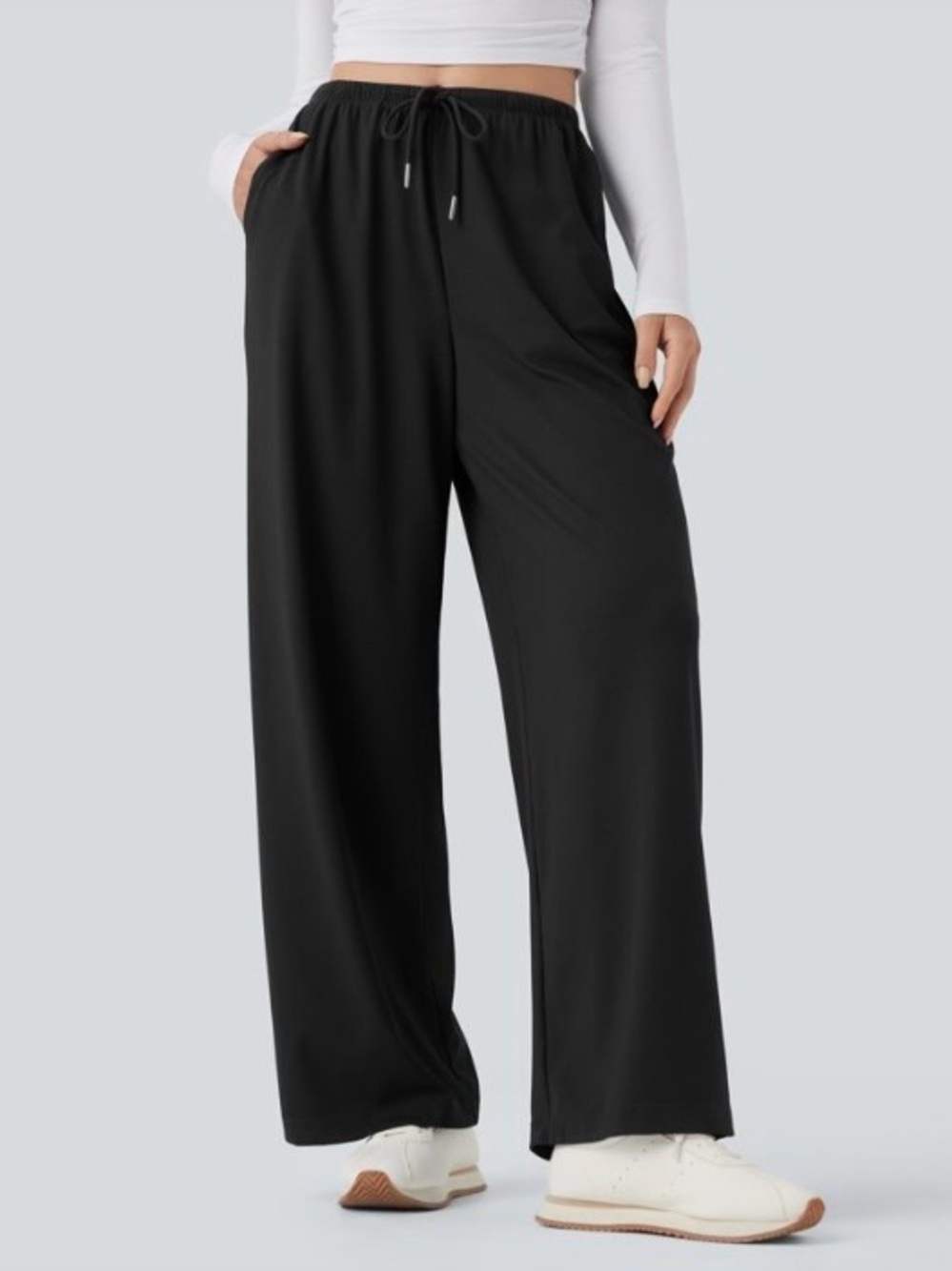 HALARA *Tall* Black Wide Leg Drawstring Pants